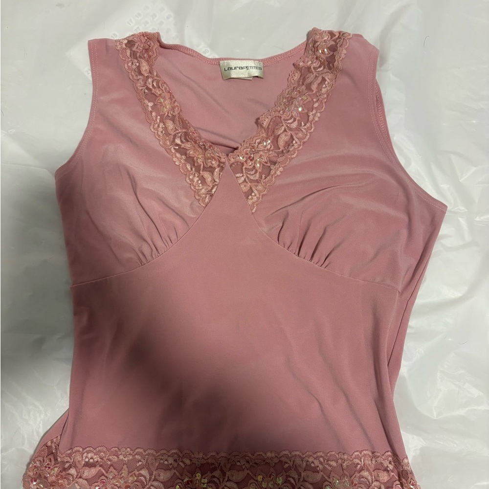 Laura petite pink top
